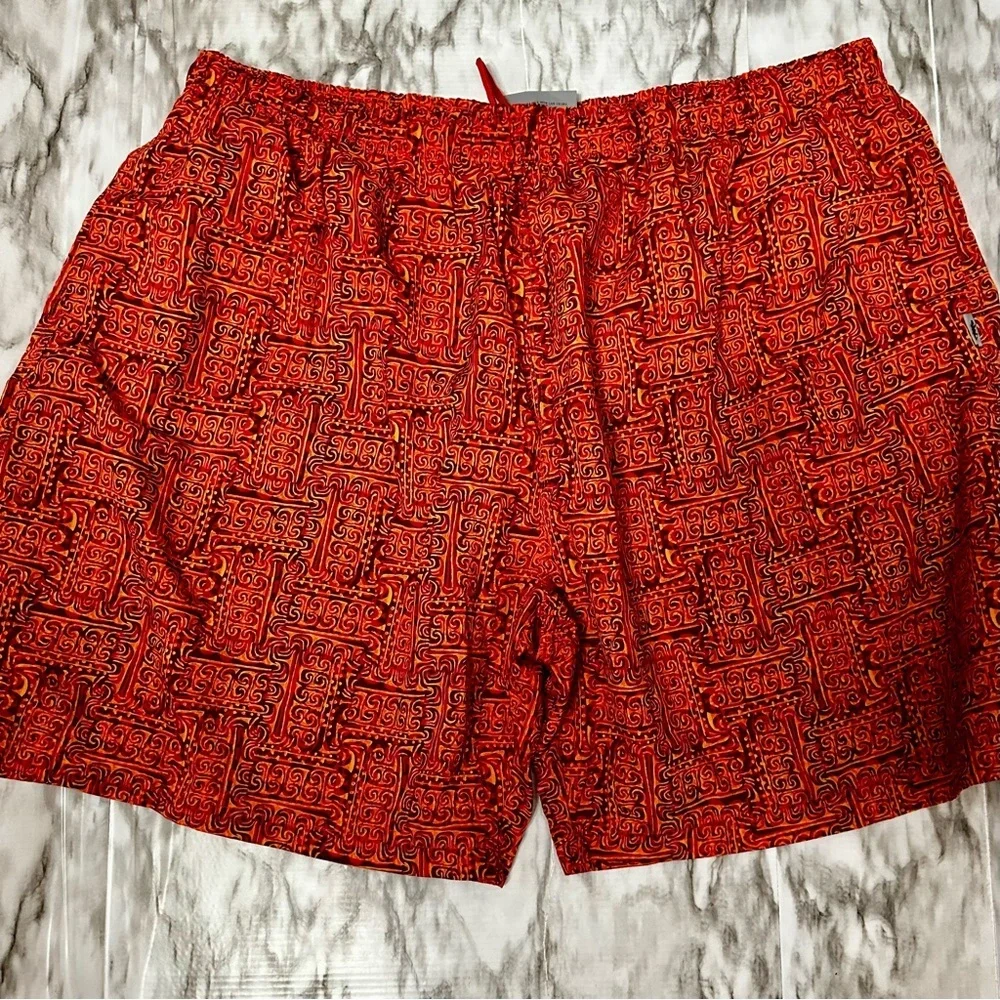 Vibrant Red Swim Trunks with Abstract Pattern Mad Iguana Sz 3XL Beachy Summer